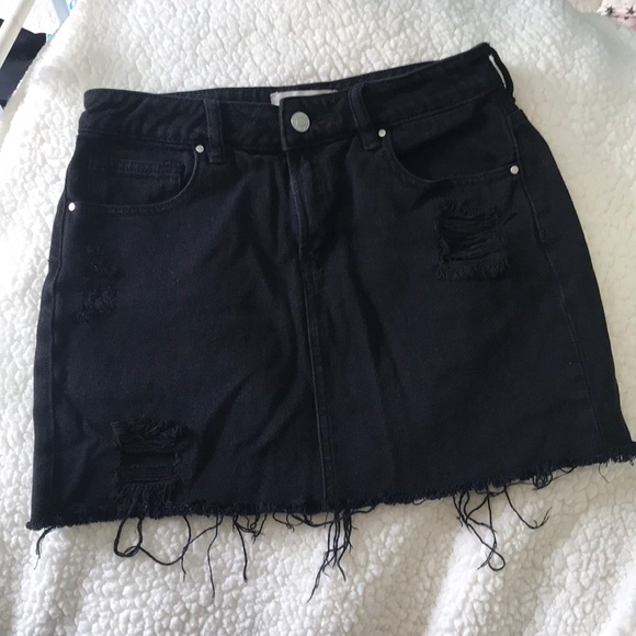 PacSun Dresses & Skirts - BLACK DISTRESSED DENIM MINI SKIRT